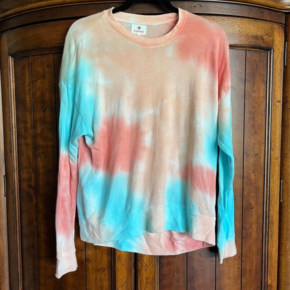 SUNDRY WOMEN'S MULTICOLOR TIE-DYE TERRY OVERSIZE SWEATSHIRT 1 S - Picture 4 of 10